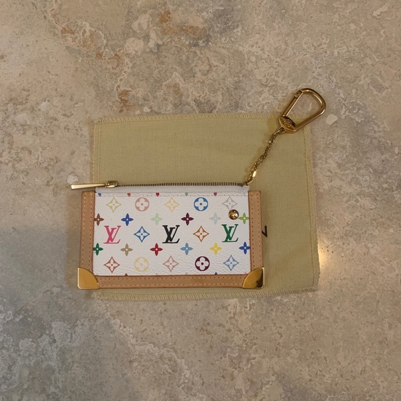 Louis Vuitton monogram multicolor key pouch in white - Picture 4 of 13